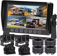 Système de Caméra de Recul DVR Quadri-écran et Kit Moniteur AHD 4 Canaux 7/9 Pouces pour Camions et Engins Lourds