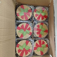 Stoples Kaca Natal dengan Tutup Kawat dan Alas Kayu untuk Kue, Biji Kopi, Kacang, Dekorasi Rumah, dan Hadiah