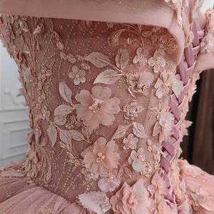Robes de soirée et de bal Jancember 9939, rose, à fleurs, épaules dénudées - Product Image 6