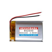 3.7V 800mAh 802540 2 kabel baterai Lithium Ion polimer untuk jam tangan pintar HEADSET EARPHONE MP3 Speaker GPS L741
