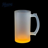 Mug à bière personnalisé grande capacité, sublimation, couleur dégradée, 16 oz, verre givré, vente en gros
