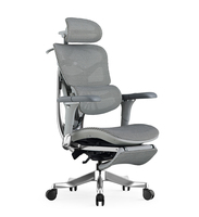 Chaise de bureau ergonomique contemporaine en maille avec accoudoirs en PU, hauteur réglable, repose-pieds pivotant et base en acier pour le bureau