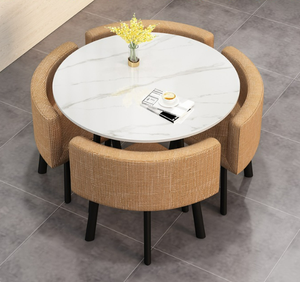 Combinaison table et chaise de salle à manger familiale moderne en fer simple - Product Image 3