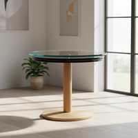 Plateau de table rond en verre trempé transparent avec bords polis de 1/4 de pouce d'épaisseur pour salle à manger, table basse ou bureau