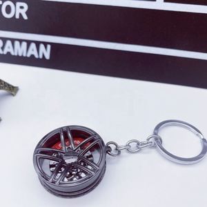 Wheel Rims Keychain Car Wheel Hub Keyring Zinc Alloy Key Chain Wheel Rim With Brake <b>Discs</b> Car Key Pendant - Product Image 6