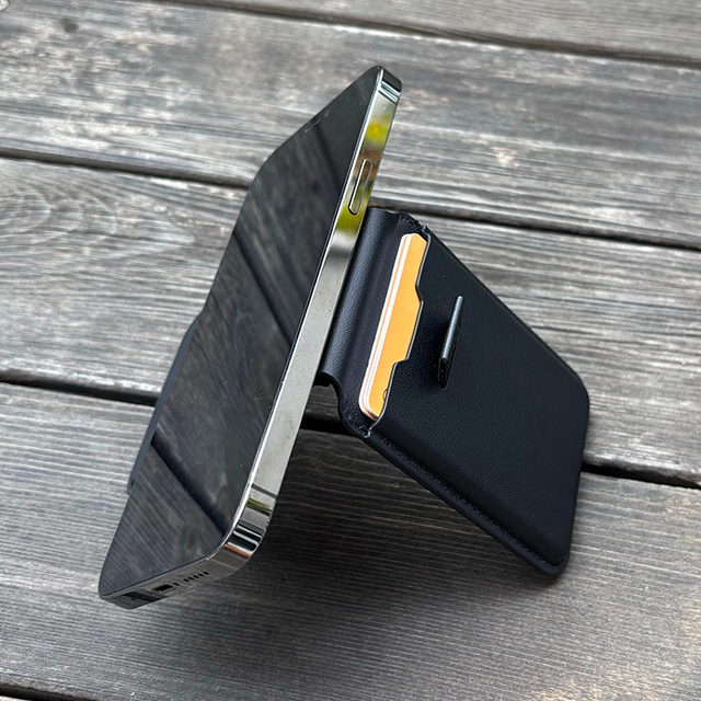 Foldable Magsafe Compatible Card Holder Leather Wallet for IPhone, Strong Magnetic Force and Pull-tab Design for Easy Access