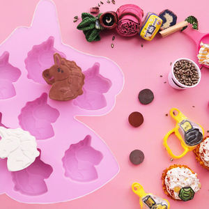 Moule en silicone 3D jetable Xinguo XG272 pour gâteaux et savons, 7 cavités, forme <span class=keywords><strong>licorne</strong></span>, moule à chocolat - Product Image 3