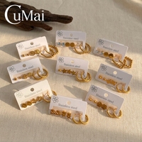 Anting Hoop Emas Lapis 18K Baja Anti Karat CUMAI, Anting Lingkaran Kecil untuk Wanita, Perhiasan untuk Kegunaan Sehari-hari, Grosir Partai Besar