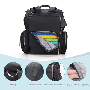 Sac à dos de voyage pour maman <span class=keywords><strong>et</strong></span> papa en cuir PU matelassé personnalisé de luxe avec station de change pratique, design vintage d'été - Product Image 4