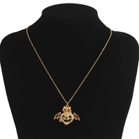 Parure de bijoux pour femme style néo-gothique pour fête d'Halloween, collier et boucles d'oreilles en alliage de zinc avec pendentifs chat, citrouille et chauve-souris