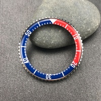 H&T SKX007 Insert de lunette en verre bombé entièrement luminescent, fabriqué à la main au Japon, 38x31.6mm, bleu et noir, pièces de montre haut de gamme