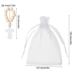 天然木ロザリオビーズ指リングブレスレット十字架付きチャームクリスチャン用 - Product Image 6