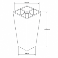 Pieds de meubles coniques en plastique, 65 mm en haut, 45 mm en bas, 115 mm de hauteur, avec plaque de montage pour canapé, fauteuil, chaise