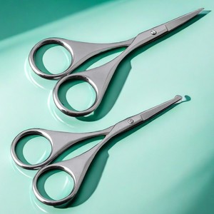 Venta directa de fábrica de tijeras de belleza con punta curva de acero inoxidable, recortadores de vello nasal con punta redonda, recortadores de cejas y otros. - Product Image 1