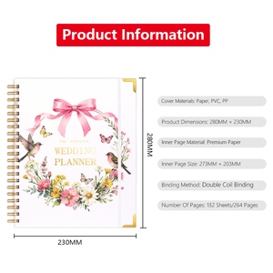 Catálogo de Cuadernos, Impresión Personalizada, Organizador Espiral con Lámina Dorada Rosa, Tapa Dura, Diario de Papel para Bodas, Agenda, Planificador - Product Image 6