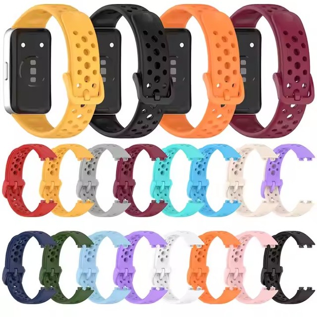 Colorful Buckle Smartwatch Accessories Breathable Adjustable Waterproof Sport Silicone Watch Strap for Huawei Band 10 9 8