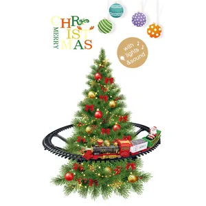 热圣诞装饰ABS轨道火车套装电动音乐圣诞装饰火车玩具圣诞树周围