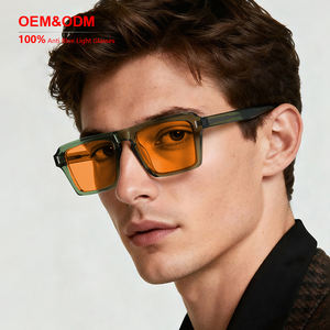 Montura TR90 Cuadrada Ligera, Lentes Naranjas de Alta Calidad al por Mayor, Bloqueo de Luz Azul 100%, Unisex Negro - Product Image 1