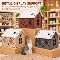 Maison pour chat en feutre de style cottage personnalisée, lit-caverne fermé pour animaux de compagnie avec entrée en forme de visage de chat, vente en gros OEM ODM