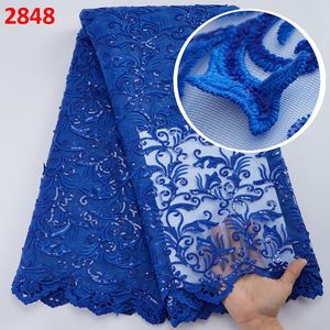 2848 nuovo arrivo Applique pizzo con perline e pietre per le donne abito ricamato 3D Tulle francese tessuto di pizzo - Product Image 5