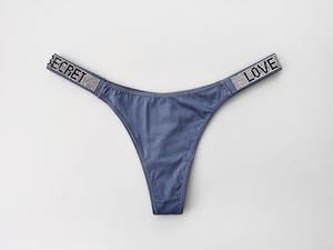 YUNCHI Sexy <span class=keywords><strong>Perizoma</strong></span> con Lettere Diamantate a <span class=keywords><strong>Vita</strong></span> <span class=keywords><strong>Alta</strong></span> e Sollevamento dei Fianchi, Bikini Puro Desiderio, Slip Triangolare da <span class=keywords><strong>Donna</strong></span> Novità 2023 - Product Image 3