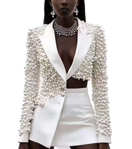 Nuovi Arrivi 2026: Set Elegante Primaverile <span class=keywords><strong>con</strong></span> Giacca di Alta Qualità Decorata <span class=keywords><strong>con</strong></span> Perle e Minigonna Asimmetrica per Donna - Product Image 1