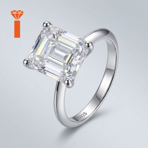 5ct Emerald Cut Moissanite <strong>Ring</strong> Bold Minimalist Wedding Jewelry 925 Silver 4-Prong Octagonal Solitaire <strong>Statement</strong> <strong>Ring</strong> - Product Image 3