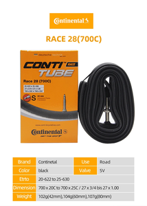 Continental Grand Race 28 vélo <span class=keywords><strong>de</strong></span> route chambre à air 700c X 20-25 Presta 42mm/60mm/80mm vélo Presta - Product Image 2