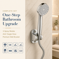 Pommeau de Douche Portable Réglable à Bouton-Poussoir en Plastique ABS, Finition Chromée, Design Moderne pour Hôtels, Ensemble Combiné 3 Fonctions