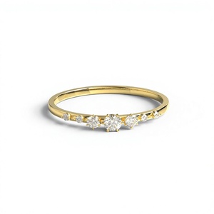 18K Gold Plated <b>Ring</b> Graduated Round Diamonds <b>Ring</b> Half Eternity <b>Stacking</b> Wedding Band <b>Ring</b> Gift for Her Fine Jewelry for Women - Product Image 1