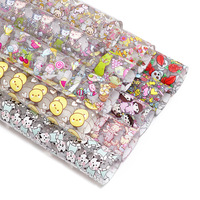 Feuilles de faux cuir synthétique colorées à la mode 30cm * 120cm, motif mignon de dessin animé, cuir PVC pour les fournisseurs de matériel artisanal