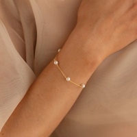 Minimaliste Dainty Pearl Station Bracelet Simple Or Perlé Charme Bracelet À La Mode Bracelets Cadeau pour Les Femmes