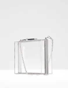ขายส่งที่ชัดเจนหรูหรา Perspex คลัทช์พรรคกระเป๋าอะคริลิหรูหรากระเป๋าถือที่มีโซ่ - Product Image 1