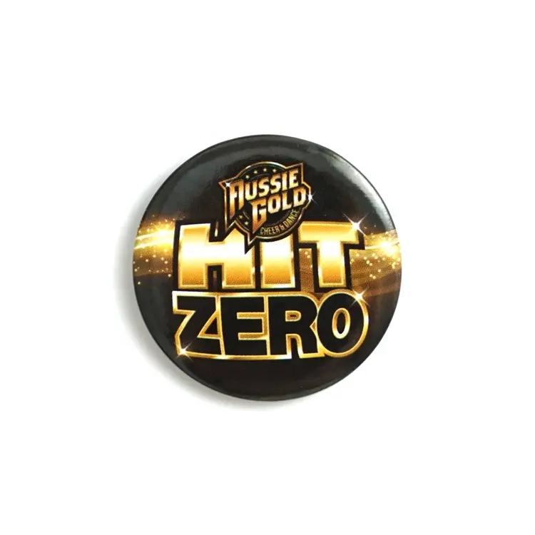 Vast Gifts Custom Black Round Hit Zero Design Metall Pin Badge Sicherheits rücken mit Vollbild Button Pin