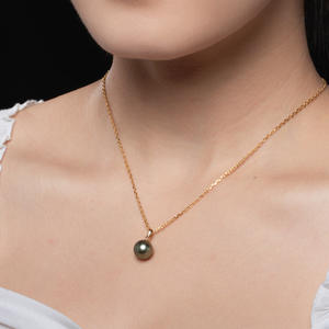 Bijoux fins aristocratiques européens collier femme designer <span class=keywords><strong>argent</strong></span> 925 France Tahiti collier <span class=keywords><strong>de</strong></span> perles noires naturelles pendentif - Product Image 3