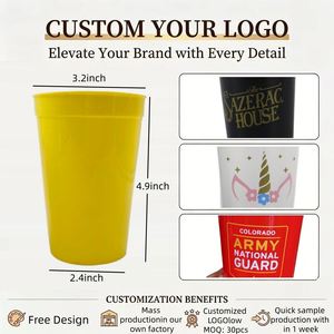 Gobelets en plastique réutilisables de 16 oz avec logo personnalisé, écologiques, recyclables, résistants au micro-ondes, incassables, pour le camping, les fêtes, les barbecues, les pique-niques, la maison, les mariages - Product Image 3