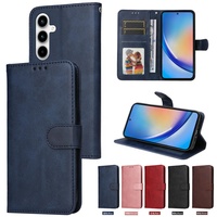 Étui portefeuille à rabat en cuir PU tendance avec fentes pour cartes pour Samsung A35 A55 5G – Coques arrière pour téléphones portables pour hommes, femmes et filles