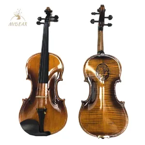 כינור V503 מגולף ביד מעץ מלא עם דפוסים ייחודיים - אידיאלי להופעות, בדיקה ואוספים