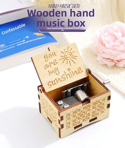 Black Wooden Music <b>Box</b> Hand Cranked Movement You Are My Sunshine Gifts <b>for</b> Children Birthday <b>Present</b> Home Office Decoration - Product Image 3