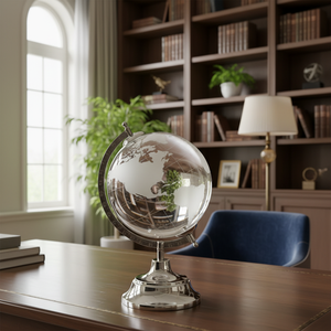 Royal Family Modern Design Transparent <b>Silver</b> Italian Origin Sheffield Base Glass Crystal <b>Table</b> Globe Home Hotel Decor - Product Image 3