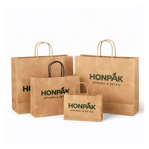 Sacs en papier kraft personnalisés pliables écologiques, recyclables, pour le shopping, les vêtements, les cadeaux, les aliments à emporter avec votre propre logo - Product Image 5