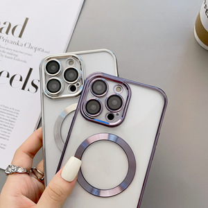 Sang trọng Electroplated mềm <span class=keywords><strong>TPU</strong></span> chống sốc bảo vệ trường hợp điện thoại với đầy đủ máy ảnh bảo vệ cho iPhone 15 Pro Magnetic Cover quay lại - Product Image 2
