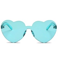 Lunettes de soleil sans monture, tendance, transparentes, couleur bonbon, lunettes en forme de cœur, lunettes sans cadre pour les fêtes