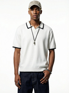 Nueva llegada: Camiseta de punto de manga corta con cuello polo y bloques de color para hombre, estilo americano, inspirada en la moda clásica. - Product Image 2