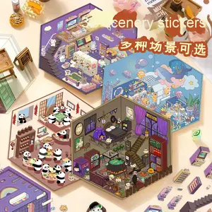 Jiyun Collection d'autocollants 3D en PVC mignons de dessins animés Cabine miniature dans une scène intrigante pour la décoration de la <span class=keywords><strong>maison</strong></span> avec poches de rangement - Product Image 4