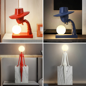 <span class=keywords><strong>Lampada</strong></span> da Tavolo in Resina con Scultura di Ragazza con Cappello, <span class=keywords><strong>Lampada</strong></span> da Scrivania di Lusso per Soggiorno e Camera da Letto, <span class=keywords><strong>Lampada</strong></span> Creativa Artigianale a Forma Umana per Lettura - Product Image 3