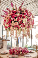 Boule de fleurs colorée de luxe blanche, décoration de mariage, rose artificielle rose et blanche, fleur de gypsophile, centre de table décoratif