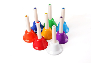 Clochettes à main colorées 8 tons, 8 pièces, vente en gros directe d'usine, instrument de percussion Orff pour l'enseignement des enfants, vendu par lot - Product Image 5