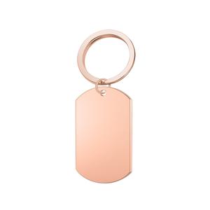 Llavero Rectangular Personalizado al por Mayor, Colores Personalizados, Elegante Etiqueta Antipérdida para Perro, Acabado en Oro Rosa, Llavero de Acero Inoxidable a la Moda - Product Image 1