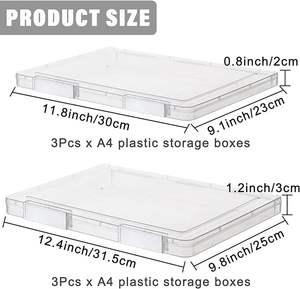 Clear A4 <b>File</b> Portable Project Case Plastic Storage Box for Letter Paper Scrapbook Paper Storage <b>Boxes</b> - Product Image 2